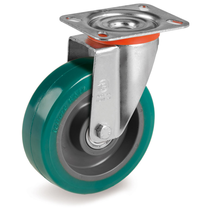 Детальное изображение Колесо Tellure Rota 624422 поворотное, диаметр 100мм, грузоподъемность 200кг, полиуретан TR, полиамид - Купить