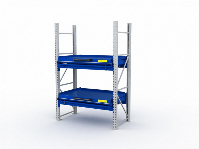 Детальное изображение Стеллаж с выкатными платформами S-HEAVY 1000/1300 (2 яруса хранения) - Купить