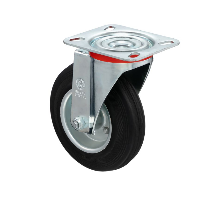 Детальное изображение Колесо Tellure Rota 535103 поворотное, диаметр 125мм, грузоподъемность 130кг, черная резина, сталь - Купить