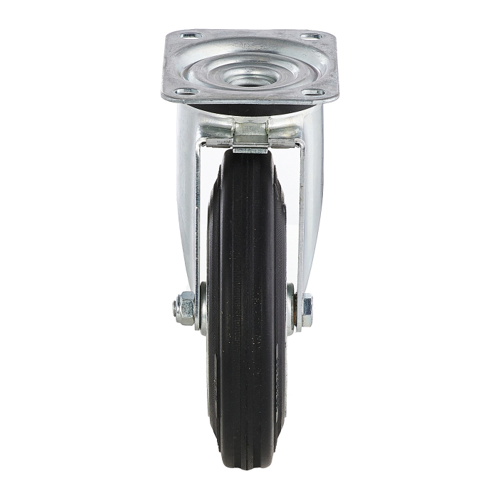 Детальное изображение Колесо Tellure Rota 53345 поворотное с тормозом, диаметр 200мм, грузоподъемность 230кг, черная резина, сталь - Купить