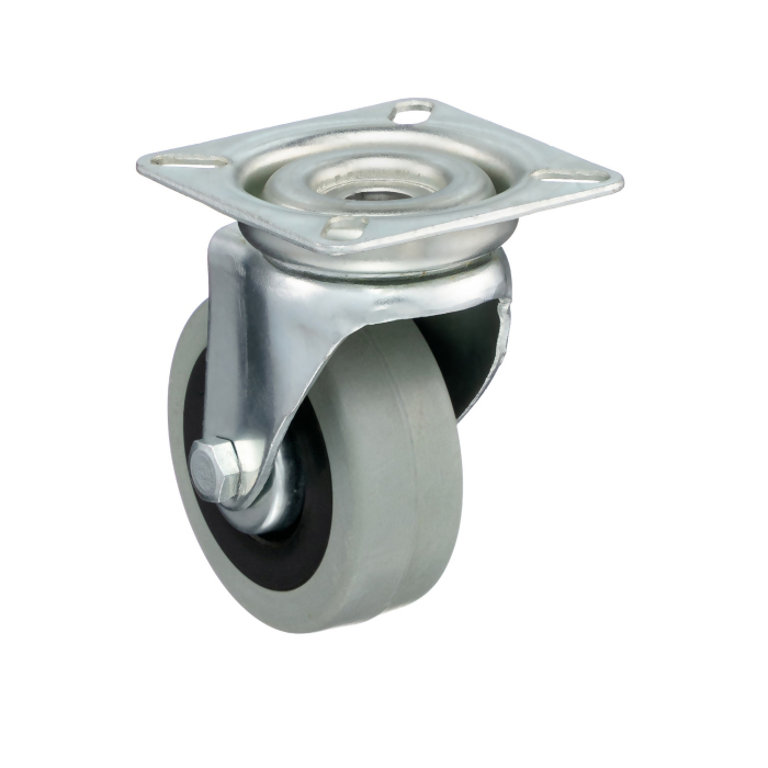 Детальное изображение Колесо Tellure Rota 374103 поворотное, диаметр 80мм, грузоподъемность 55кг, серая резина, полипропилен - Купить