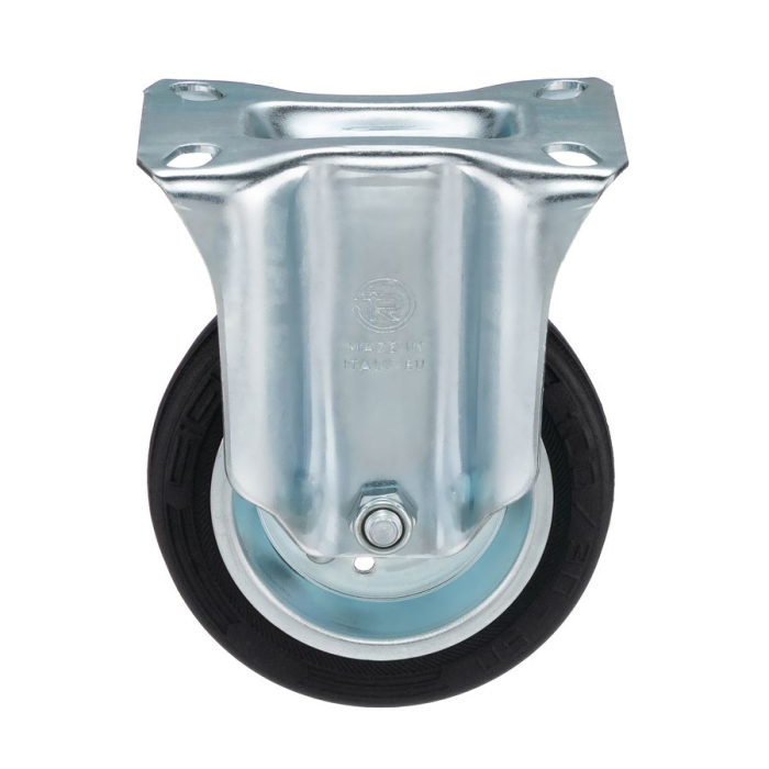 Детальное изображение Колесо Tellure Rota 535902 неповоротное, диаметр 100мм, грузоподъемность 80кг, черная резина, сталь - Купить