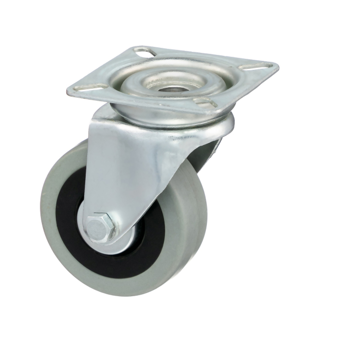 Детальное изображение Колесо Tellure Rota 374103 поворотное, диаметр 80мм, грузоподъемность 55кг, серая резина, полипропилен - Купить