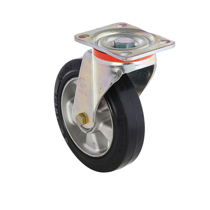 Детальное изображение Колесо Tellure Rota 727516 поворотное, диаметр 200мм, грузоподъемность 500кг, эластичная резина SYGMA, алюминий, усиленный кронштейн P - Купить