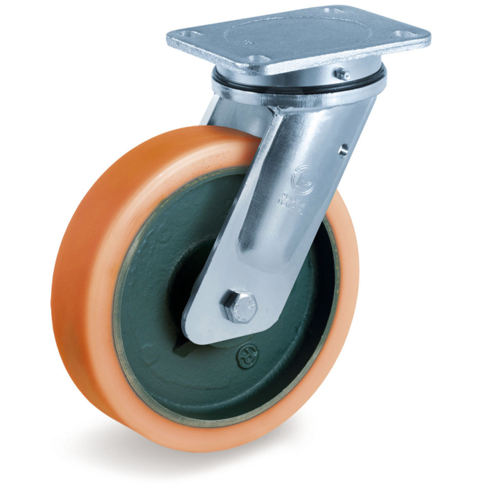 Детальное изображение Колесо Tellure Rota 638304 поворотное, диаметр 150мм, грузоподъемность 700кг, Вулколлан, чугун - Купить