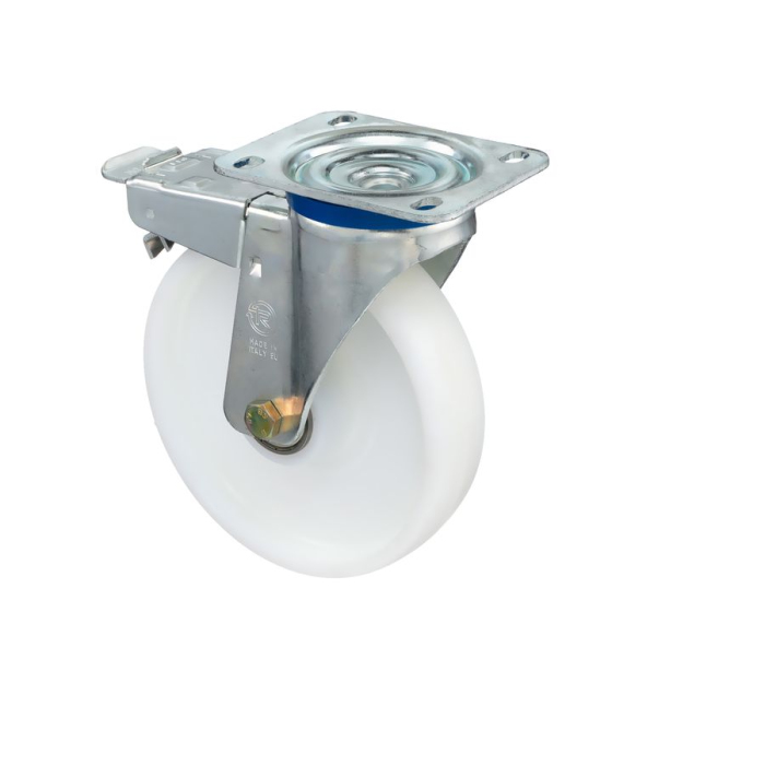 Детальное изображение Колесо Tellure Rota 684306 поворотное с тормозом, диаметр 200мм, грузоподъемность 500кг, полиамид, шариковый подшипник - Купить