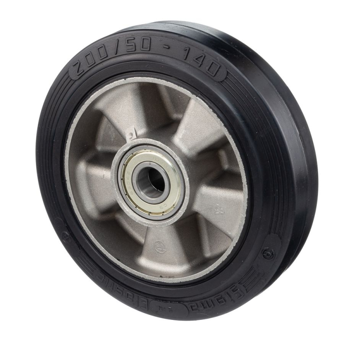 Детальное изображение Колесо Tellure Rota 721206 под ось, диаметр 200мм, грузоподъемность 500кг, эластичная резина SYGMA, алюминий, шариковый подшипник в комплекте - Купить