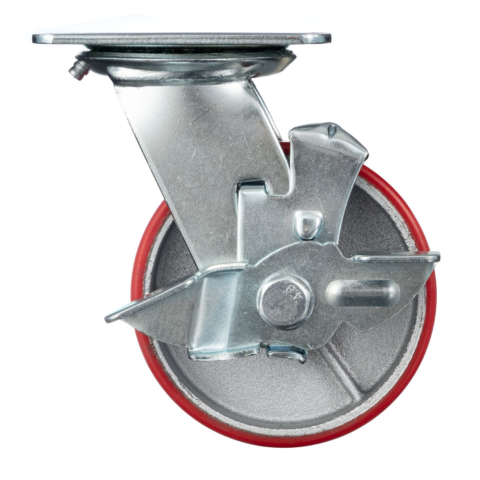 Детальное изображение Колесо Стелла-техник N29125CPUB1 d=125мм, чугун/полиуретан, поворотное с тормозом, игольчатый, г/п=250кг - Купить