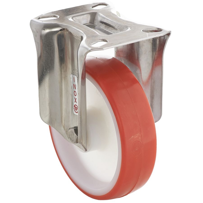 Детальное изображение Колесо Tellure Rota 605103 неповоротное, диаметр 125мм, грузоподъемность 220кг, термопластичный полиуретан, полиамид, кронштейн из нержавеющей стали - Купить