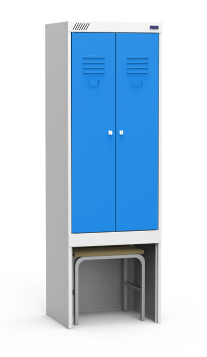 Детальное изображение Шкаф для одежды ШРЭК 22-530 ВСК (с нишей для выдвижной скамьи, с синими дверьми) - Купить