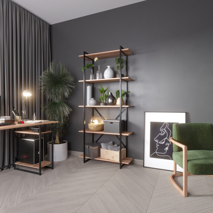 GUTTA Стеллаж196х92х34 см - эвок - чёрный