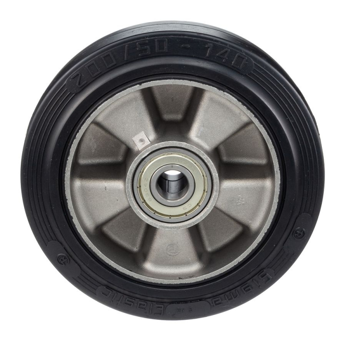 Детальное изображение Колесо Tellure Rota 721206 под ось, диаметр 200мм, грузоподъемность 500кг, эластичная резина SYGMA, алюминий, шариковый подшипник в комплекте - Купить