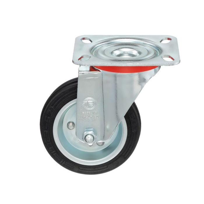 Детальное изображение Колесо Tellure Rota 535101 поворотное, диаметр 80мм, грузоподъемность 65кг, черная резина, сталь - Купить