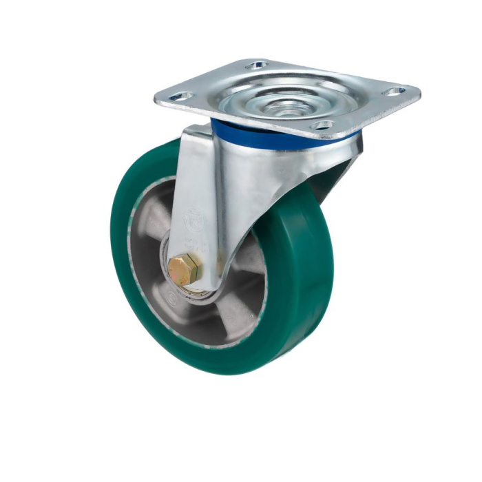 Детальное изображение Колесо Tellure Rota 624504 поворотное, диаметр 160мм, грузоподъемность 500кг, полиуретан TR- ROLL, алюминий - Купить