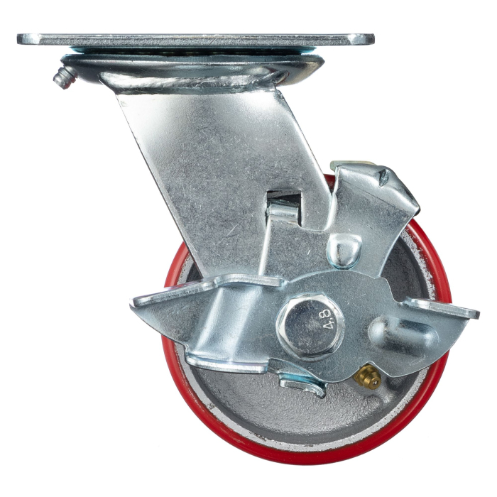 Детальное изображение Колесо Стелла-техник N29100CPUB1 d=100мм, чугун/полиуретан, поворотное с тормозом, игольчатый, г/п=200кг - Купить