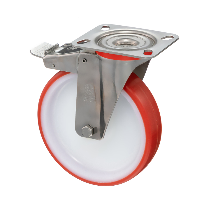 Детальное изображение Колесо Tellure Rota 606604 поворотное с тормозом, диаметр 150мм, грузоподъемность 220кг, термопластичный полиуретан, полиамид - Купить