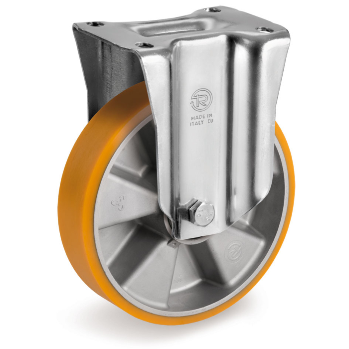 Детальное изображение Колесо Tellure Rota 658114 неповоротное, диаметр 160мм, грузоподъемность 300кг, полиуретан TR, алюминий - Купить