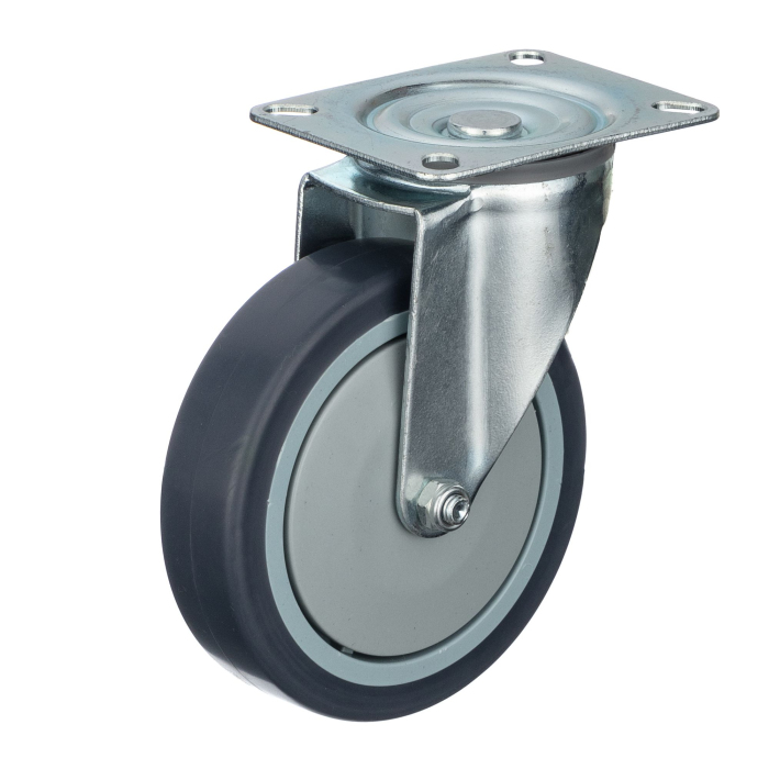 Детальное изображение Колесо Стелла-техник N48125TPR поворотное, диаметр 125мм, грузоподъемность 140кг, термопластичная серая резина, полипропилен - Купить