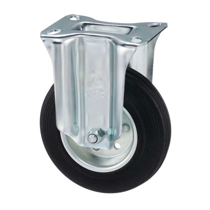 Детальное изображение Колесо Tellure Rota 535903 неповоротное, диаметр 125мм, грузоподъемность 130кг, черная резина, сталь - Купить