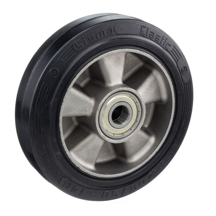 Детальное изображение Колесо Tellure Rota 721210 под ось, диаметр 160 мм, грузоподъемность 300кг, эластичная резина SYGMA / алюминий, шариковый подшипник в комплекте - Купить