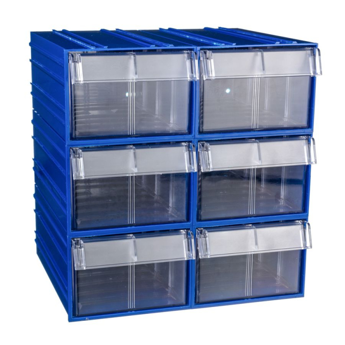 Детальное изображение Пластиковый короб Стелла-техник C-2-К6-синий-прозрачный , 140х250х100мм, комплект 6 штук - Купить