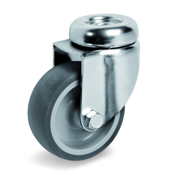 Детальное изображение Колесо Tellure Rota 383202 поворотное, диаметр 60мм, грузоподъемность 60кг, серая термопластичная резина, полипропилен - Купить