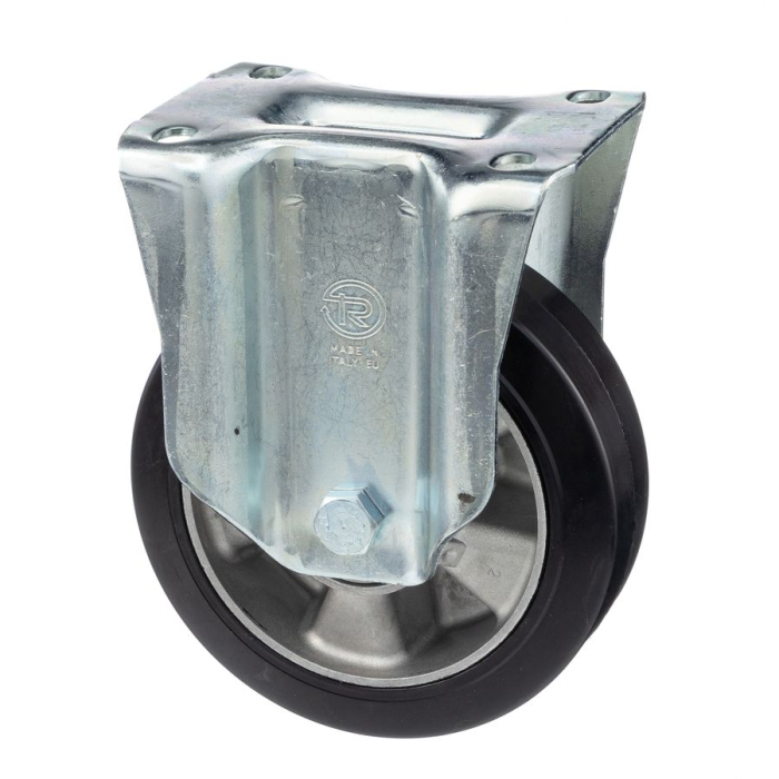 Детальное изображение Колесо Tellure Rota 726210 неповоротное, диаметр 160мм, грузоподъемность 300кг, эластичная резина SYGMA, алюминий - Купить