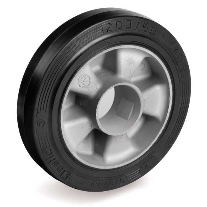 Детальное изображение Колесо Tellure Rota 723108 под ось, диаметр 250мм, грузоподъемность 500кг, эластичная резина SYGMA, алюминий, шариковые подшипники в комплект не входят. - Купить