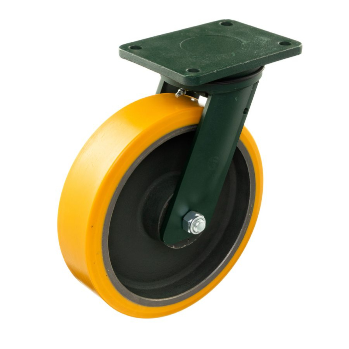 Детальное изображение Колесо Tellure Rota 648338 поворотное, диаметр 300мм, грузоподъемность 2300кг, полиуретан TR, чугун, сверхпрочный кронштейн EEHD - Купить