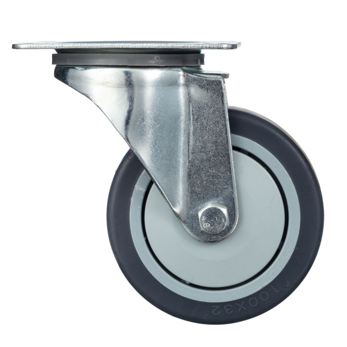 Детальное изображение Колесо Стелла-техник N48100TPR поворотное, диаметр 100мм, грузоподъемность 100кг, термопластичная серая резина, полипропилен - Купить