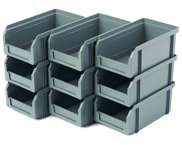 Детальное изображение Пластиковый ящик Стелла-техник V-1-К9-серый , комплект 9 штук - Купить