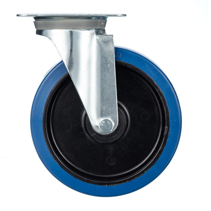 Детальное изображение Колесо Стелла-техник N48200RBL поворотное, d=200мм, полипропилен, эластичная резина, игольчатый подшипник, г/п=400кг - Купить