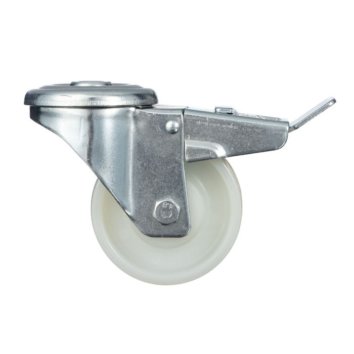 Детальное изображение Колесо Стелла-техник N45080PNYDB , d=80мм, полиамидное, поворотное с отверстием 12мм и тормозом, подшипник скольжения, г/п=150кг - Купить