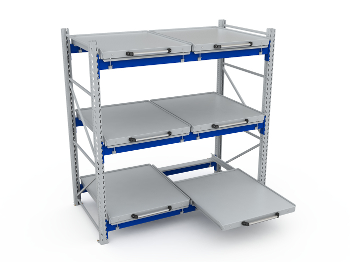 Детальное изображение Стеллаж с выкатными платформами S-HEAVY 500 (3 яруса хранения) - Купить