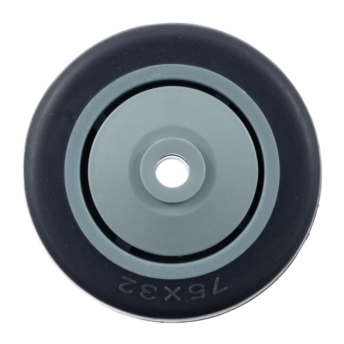 Детальное изображение Колесо Стелла-техник N48075TPRSW под ось, диаметр 75мм, грузоподъемность 70кг, термопластичная серая резина, полипропилен - Купить