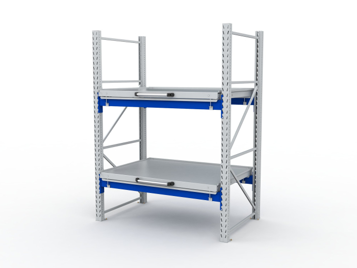 Детальное изображение Стеллаж с выкатными платформами S-HEAVY 1000/1300 (2 яруса хранения) - Купить