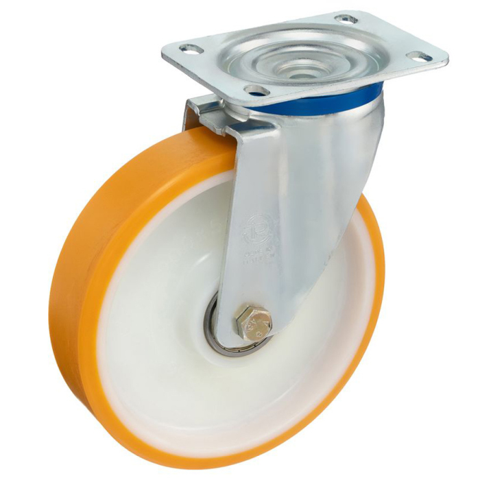 Детальное изображение Колесо Tellure Rota 665306 поворотное, диаметр 200мм, грузоподъемность 500кг, полиуретан TR, полиамид 6 - Купить