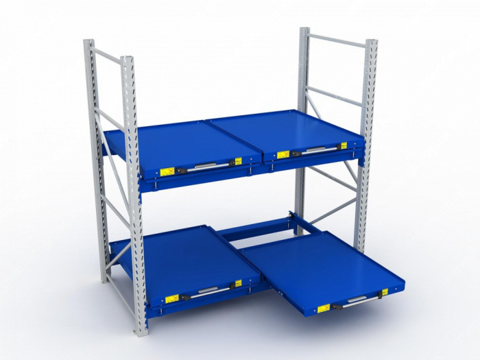 Детальное изображение Стеллаж с выкатными платформами S-HEAVY 500 (2 яруса хранения) - Купить