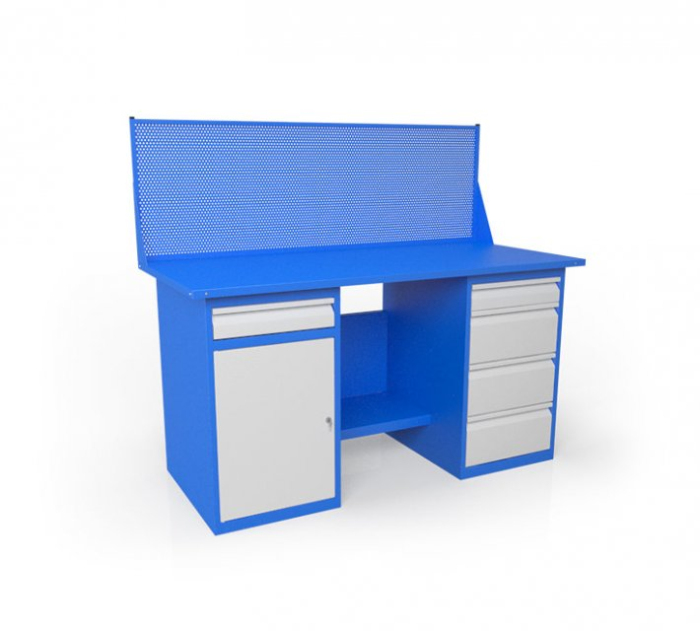 Детальное изображение Верстак слесарный двухтумбовый с перфорированным экраном ВСТ-Н 15/204-ПС500-Э4 - Купить