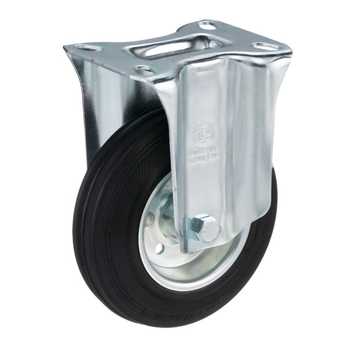 Детальное изображение Колесо Tellure Rota 535903 неповоротное, диаметр 125мм, грузоподъемность 130кг, черная резина, сталь - Купить