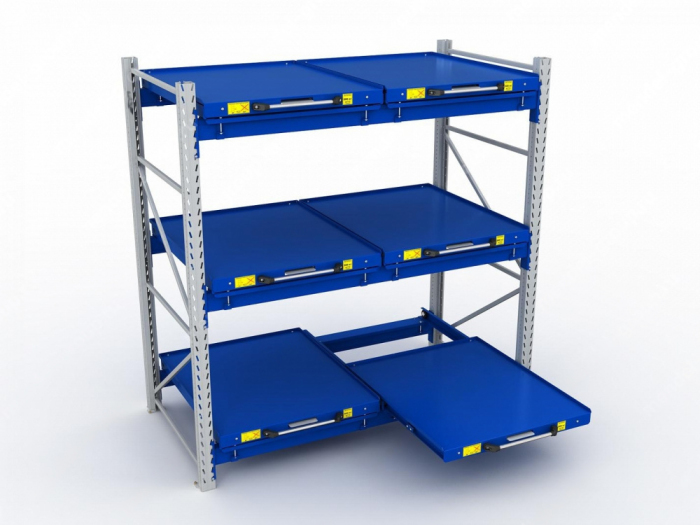 Детальное изображение Стеллаж с выкатными платформами S-HEAVY 500 (3 яруса хранения) - Купить