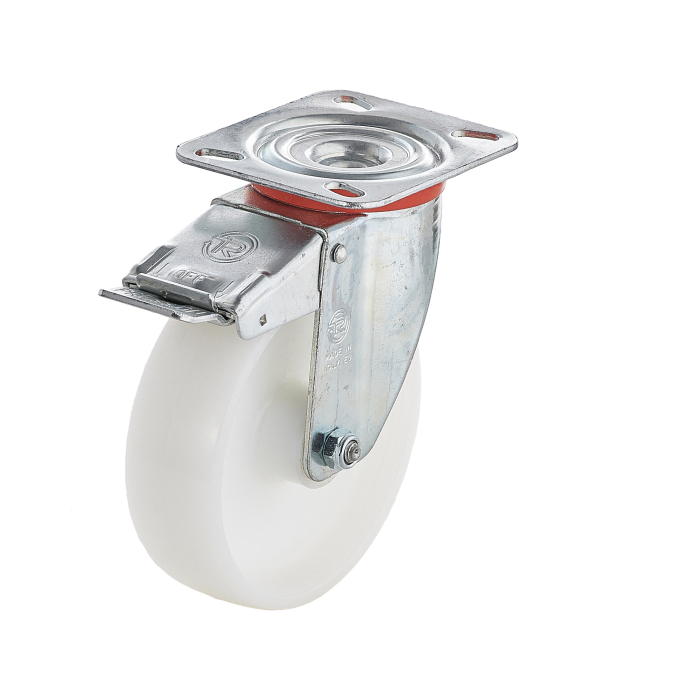 Детальное изображение Колесо Tellure Rota 686802 поворотное с тормозом, диаметр 100мм, грузоподъемность 200кг, полиамид - Купить