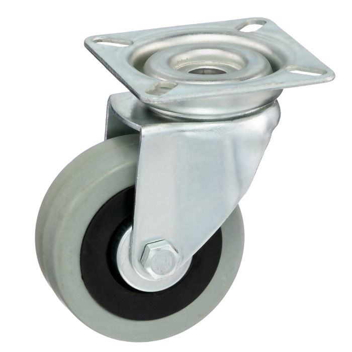 Детальное изображение Колесо Tellure Rota 374103 поворотное, диаметр 80мм, грузоподъемность 55кг, серая резина, полипропилен - Купить