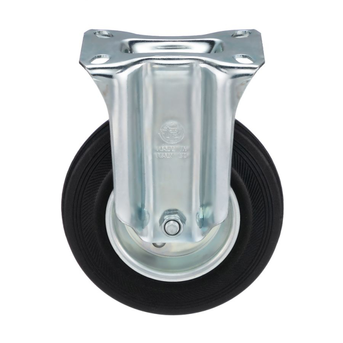 Детальное изображение Колесо Tellure Rota 535903 неповоротное, диаметр 125мм, грузоподъемность 130кг, черная резина, сталь - Купить