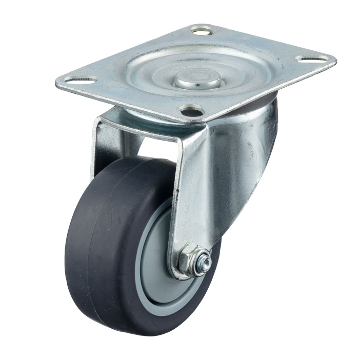 Детальное изображение Колесо Стелла-техник N48075TPR поворотное, диаметр 75мм, грузоподъемность 70кг, термопластичная серая резина, полипропилен - Купить