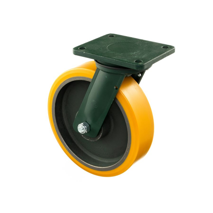 Детальное изображение Колесо Tellure Rota 648338 поворотное, диаметр 300мм, грузоподъемность 2300кг, полиуретан TR, чугун, сверхпрочный кронштейн EEHD - Купить