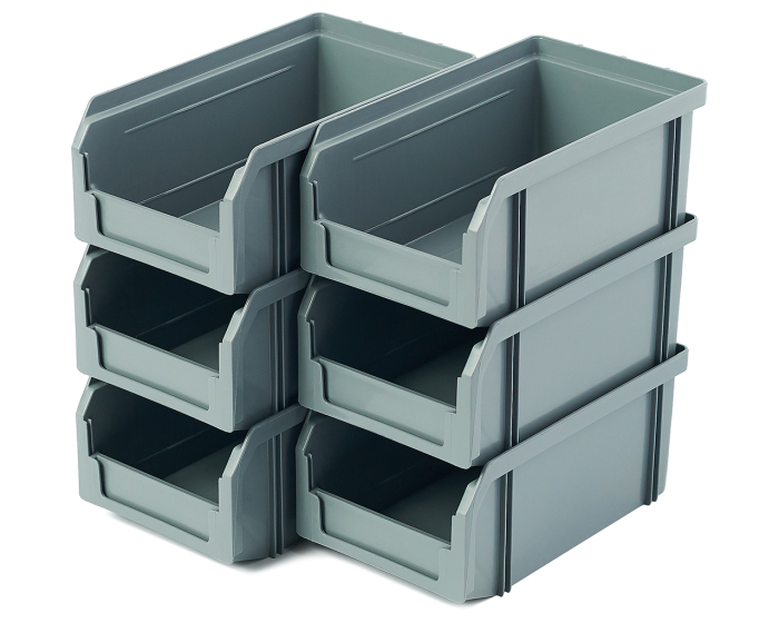 Детальное изображение Пластиковый ящик Стелла-техник V-1-К6-серый , комплект 6 штук - Купить
