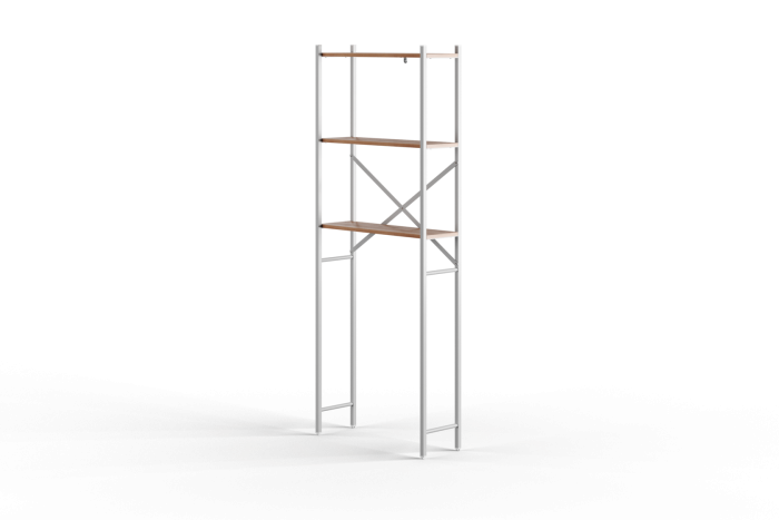 GUTTA Стеллаж для ванной комнаты 180х69х25 см. три полки - эвок - белый