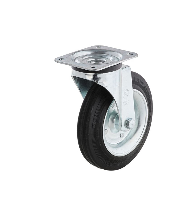 Детальное изображение Колесо Tellure Rota 53344 поворотное, диаметр 200мм, грузоподъемность 230кг, черная резина, сталь - Купить