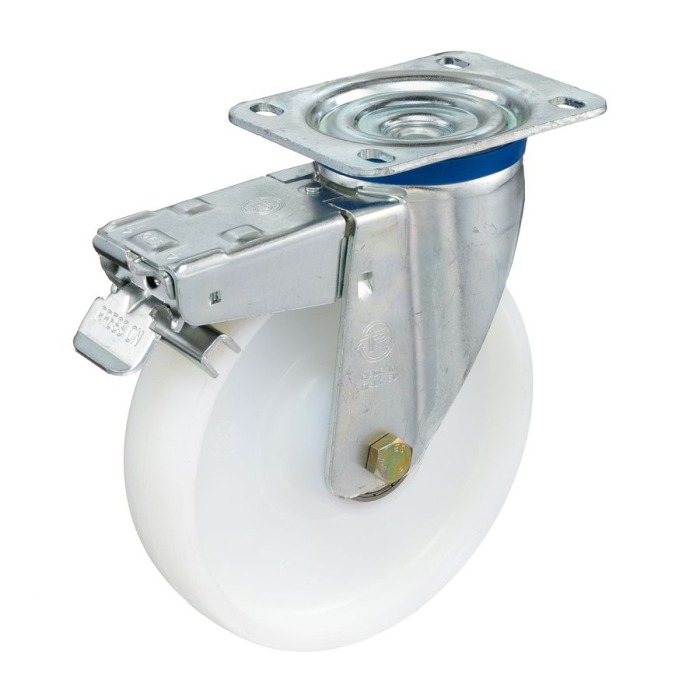 Детальное изображение Колесо Tellure Rota 684306 поворотное с тормозом, диаметр 200мм, грузоподъемность 500кг, полиамид, шариковый подшипник - Купить